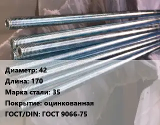 Шпилька стальная 42 L=170 Сталь: 35 оцинкованная ГОСТ: ГОСТ 9066-75